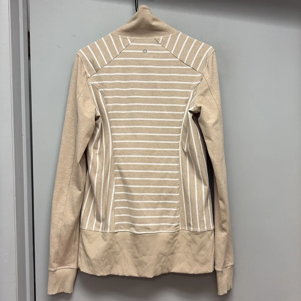 Lululemon Nice Asana Jacket -Deauville Stripe Heathered Cashew/White Size 10